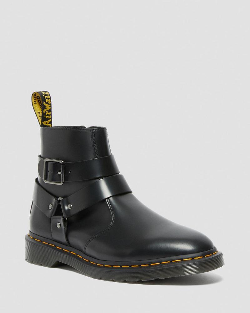 Men\'s Dr Martens Jaimes Leather Harness Ankle Boots Black | AU 444AHK